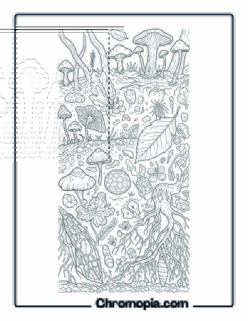 Forest Floor Microscopic Details Study Coloring Sheet