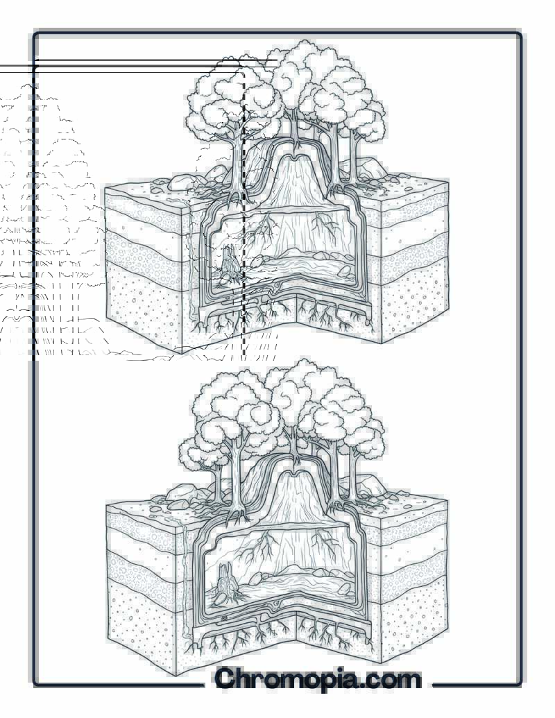 Forest Geological Cross Section Advanced Coloring Sheet