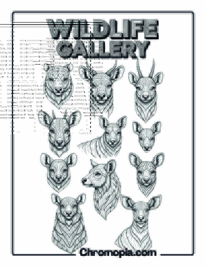 Hyperrealistic Forest Wildlife Portraits Series Coloring Page