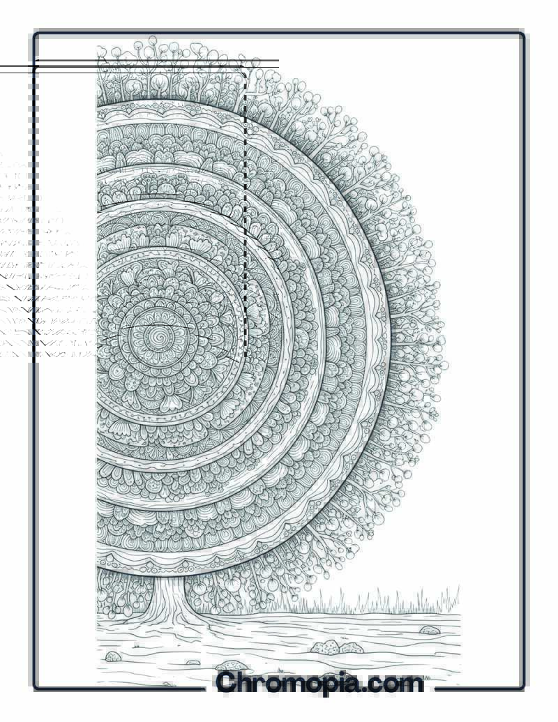 Master Forest Mandala Zentangle Universe Coloring Page