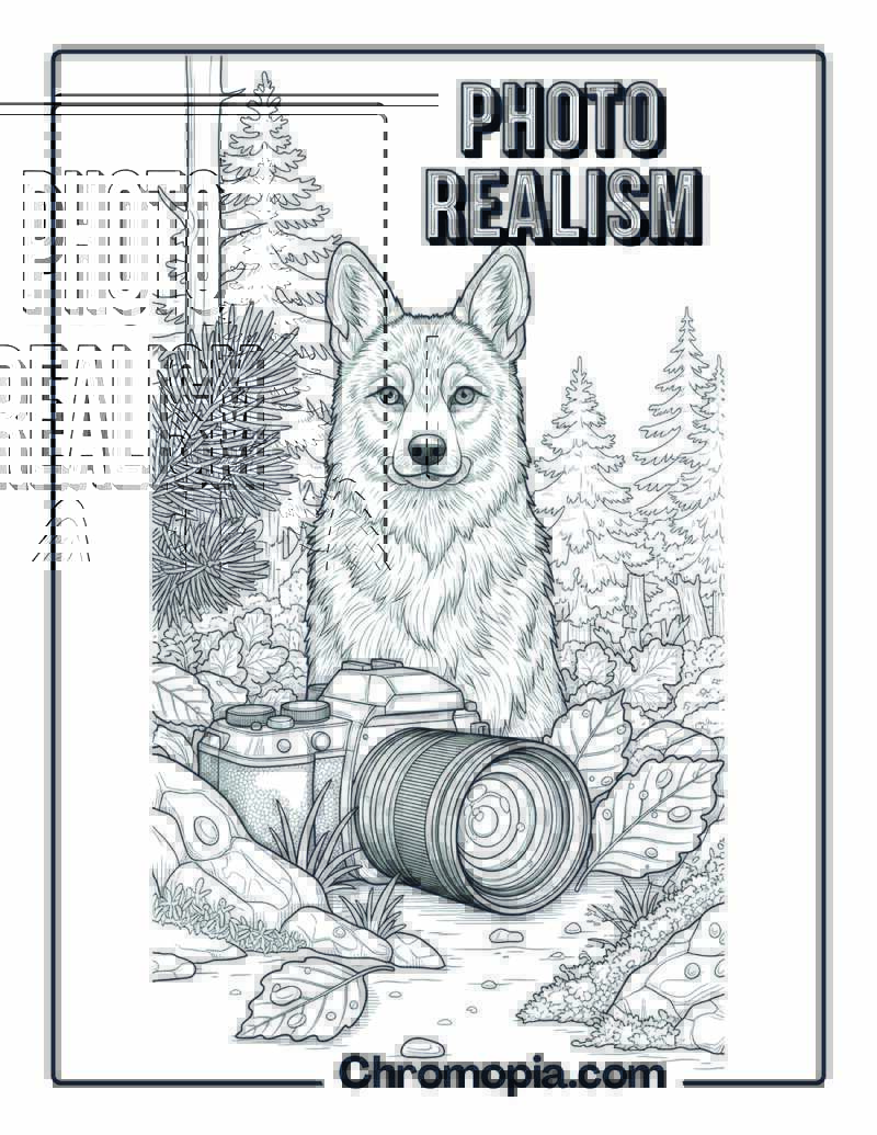 Realistic Forest Scenery Detailed Photography Coloring Page