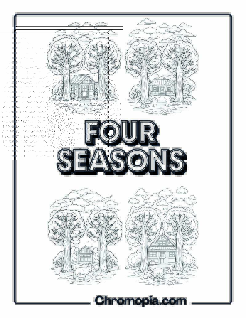 Seasonal Forest Transformation Timeline Advanced Coloring Page