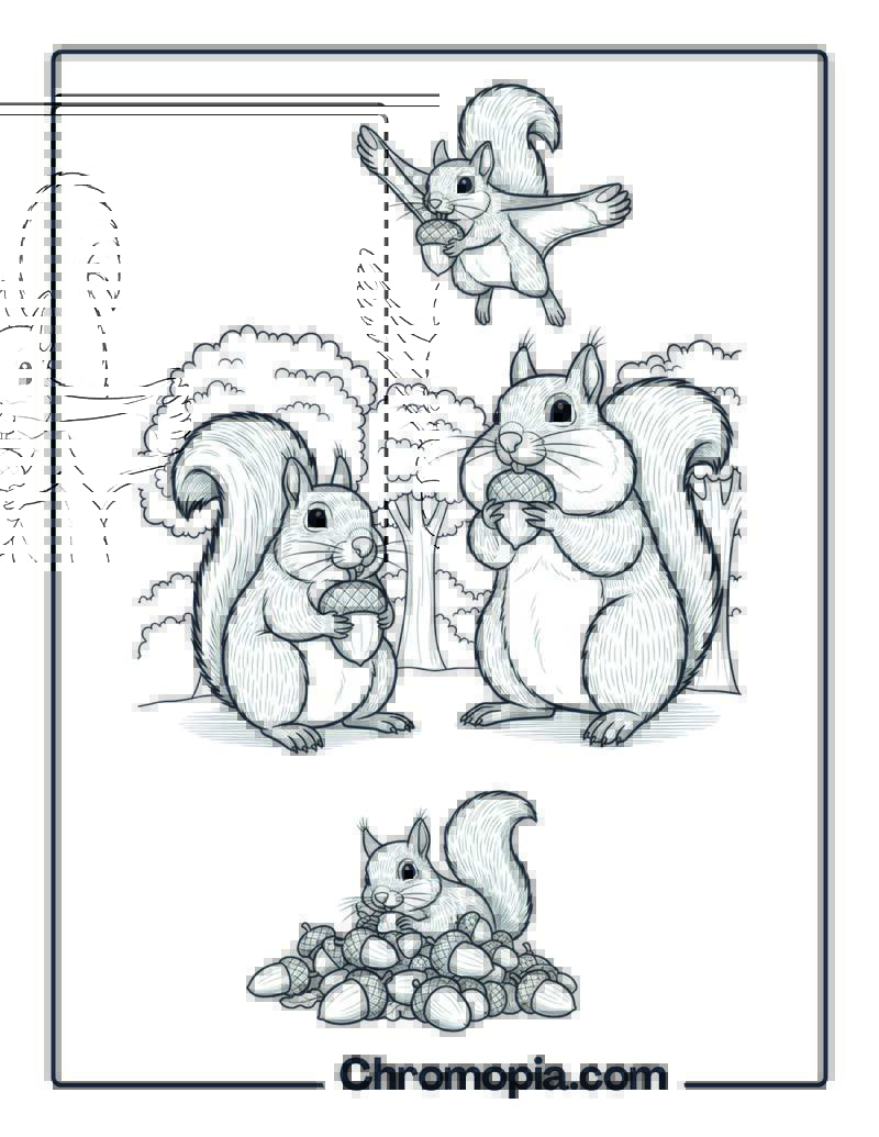 Acorn Hoarding Squirrel Competition Coloring Sheet