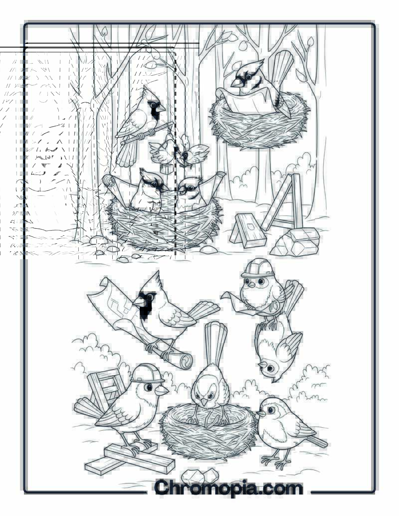 Bird Architect Construction Site Coloring Page