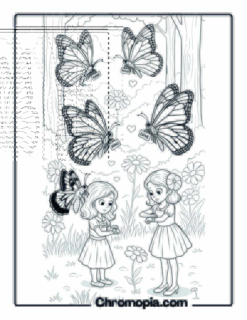 Butterfly Speed Dating Forest Event Coloring Page