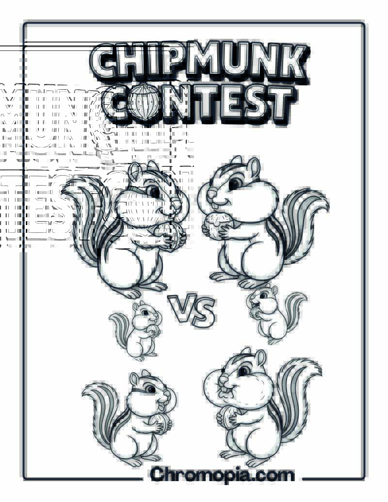 Chipmunk Cheek Stuffing Contest Coloring Page