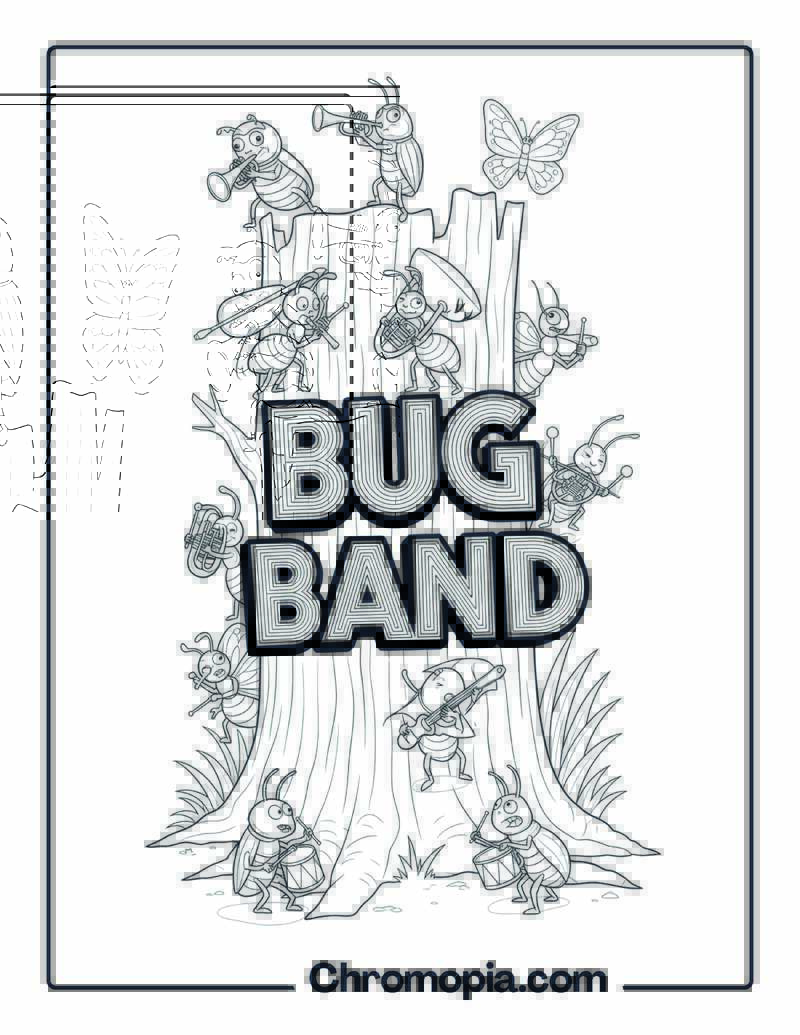 Clumsy Insect Marching Band Coloring Sheet
