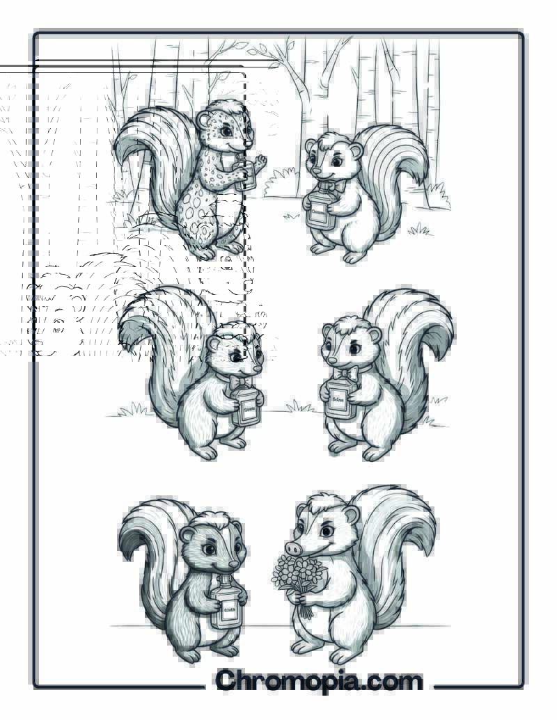 Confident Skunk Perfume Commercial Coloring Sheet