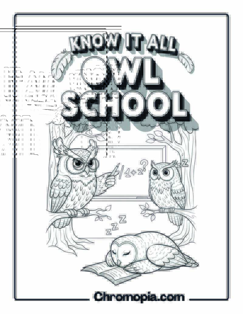 Know It All Owl School Coloring Page