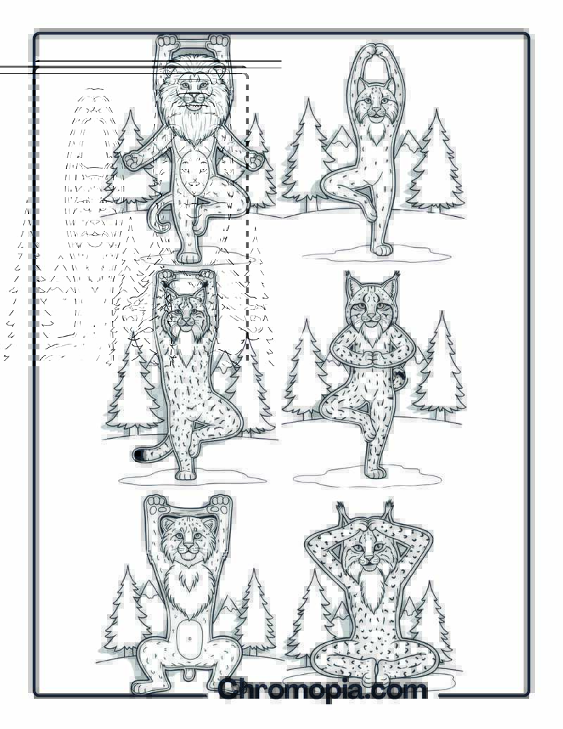 Mountain Lion Yoga Class Coloring Sheet