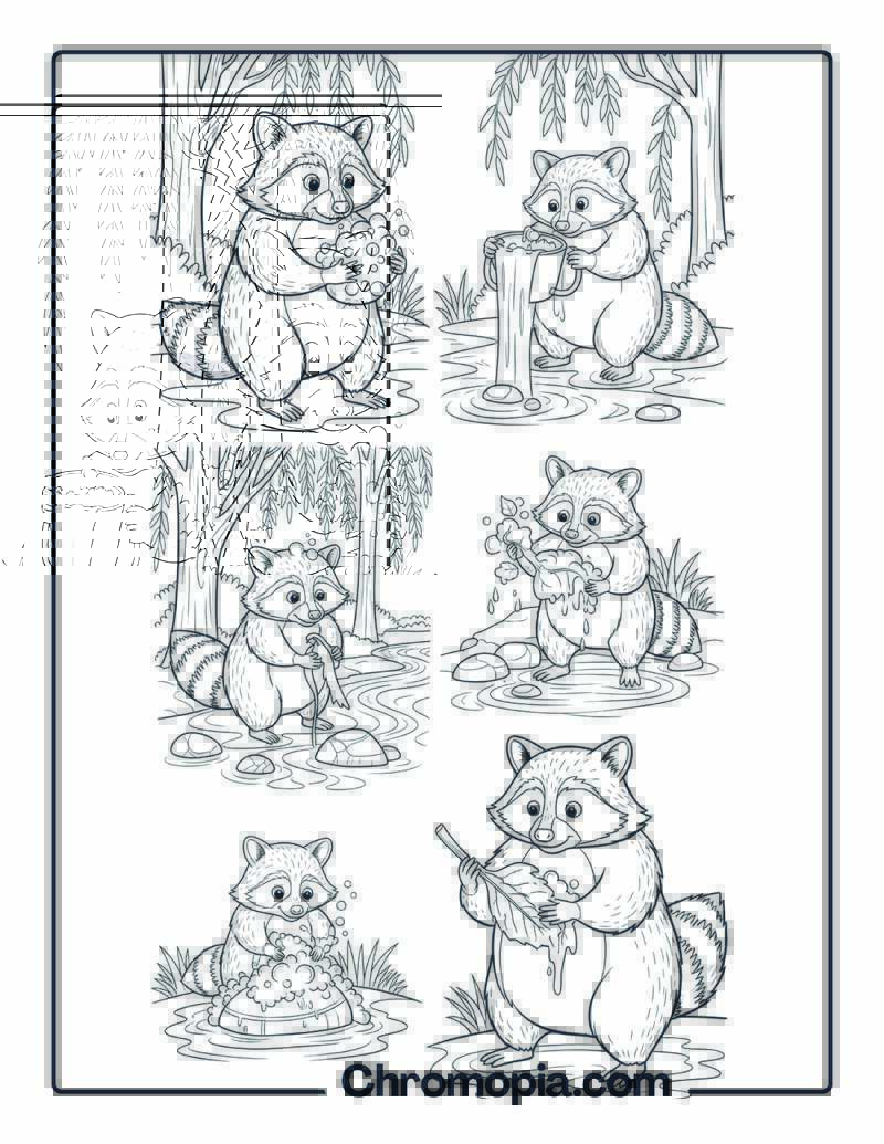 Perfectionist Raccoon Car Wash Coloring Sheet