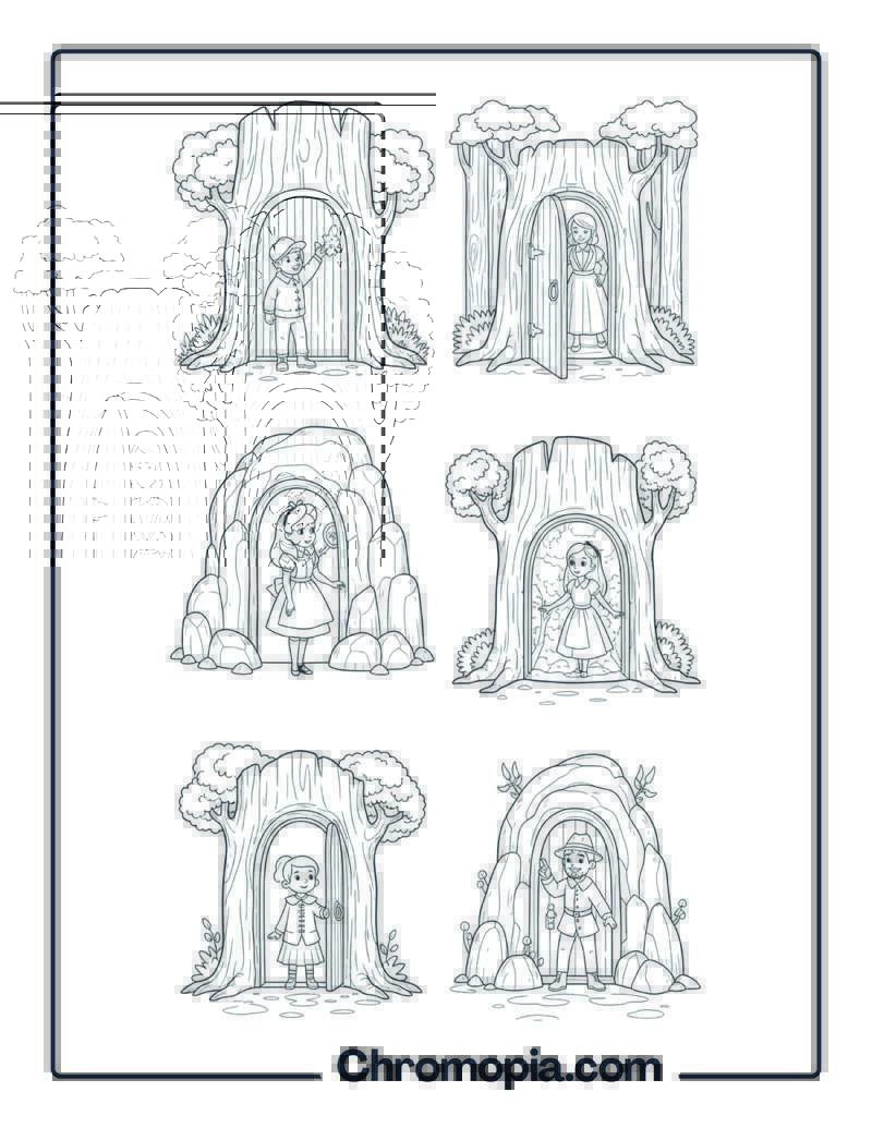Enchanted Forest Secret Doorways Adventure Coloring Page