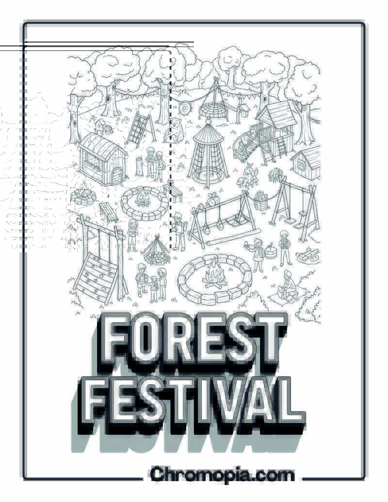 Ultimate Forest Adventure Playground Festival Coloring Sheet