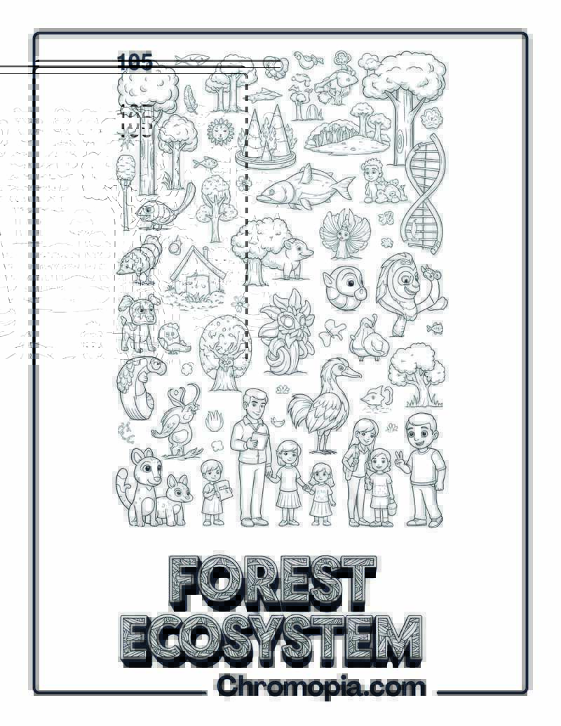 Complete Forest Ecosystem Educational Paradise Coloring Sheet