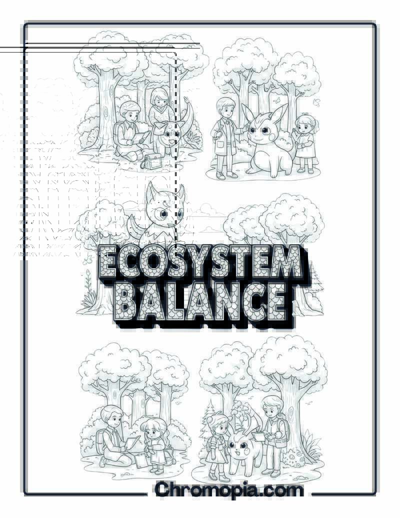 Forest Ecosystem Balance Demonstration Science Coloring Page