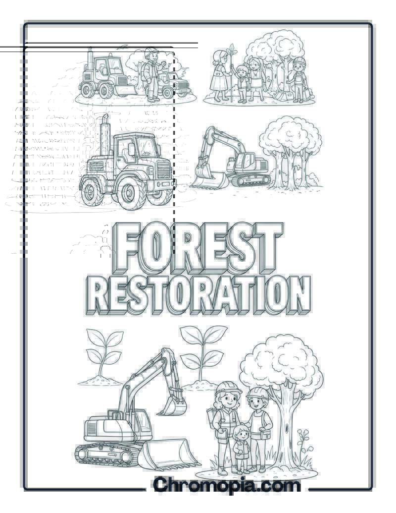 Forest Restoration Project Community Action Coloring Page