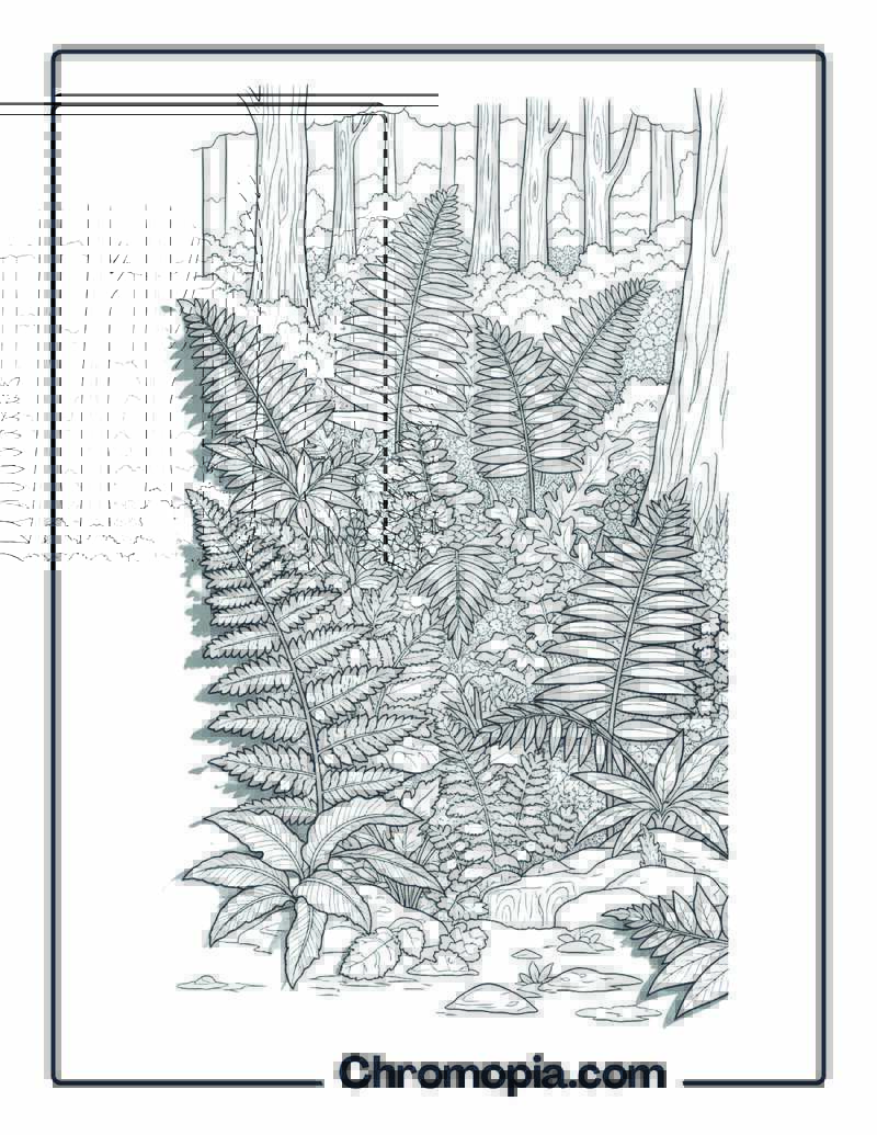 Fern Covered Forest Floor Coloring Sheet