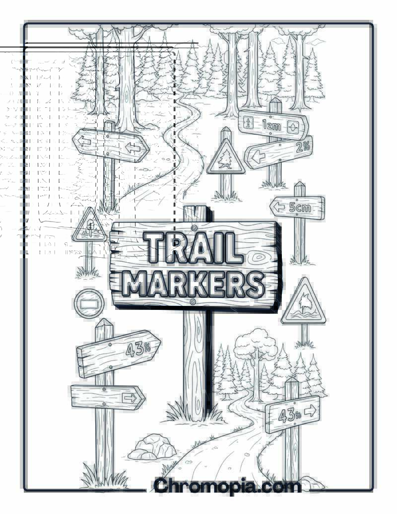 Forest Trail Marker Adventure Coloring Page