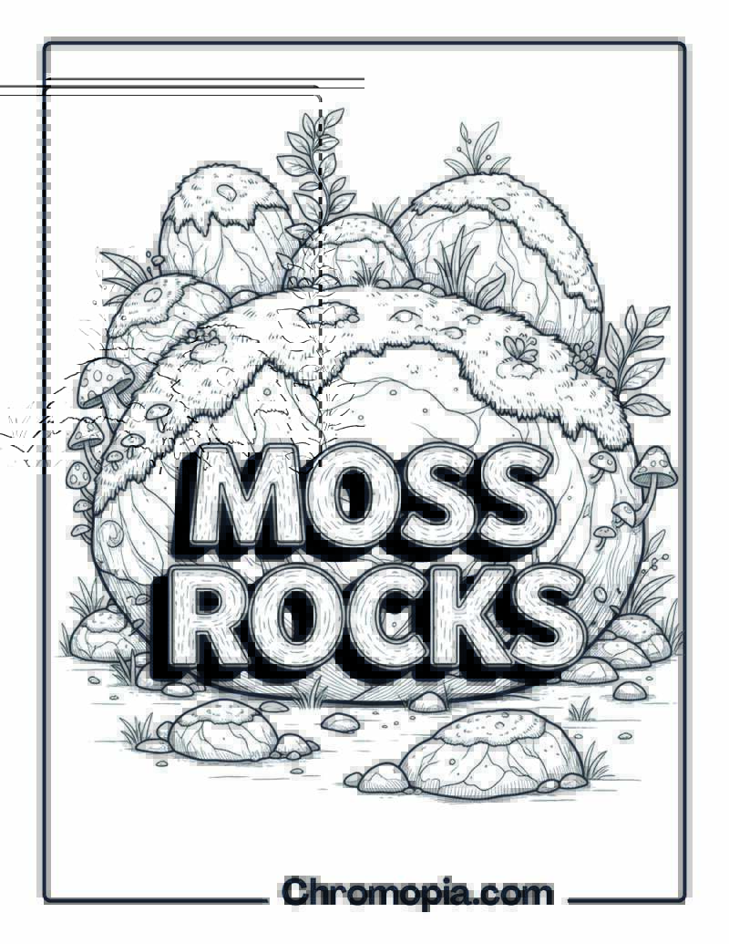 Moss Covered Forest Rocks Coloring Page