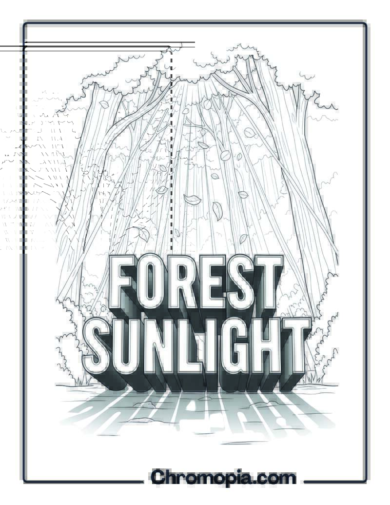Sunlight Filtering Forest Canopy Coloring Page