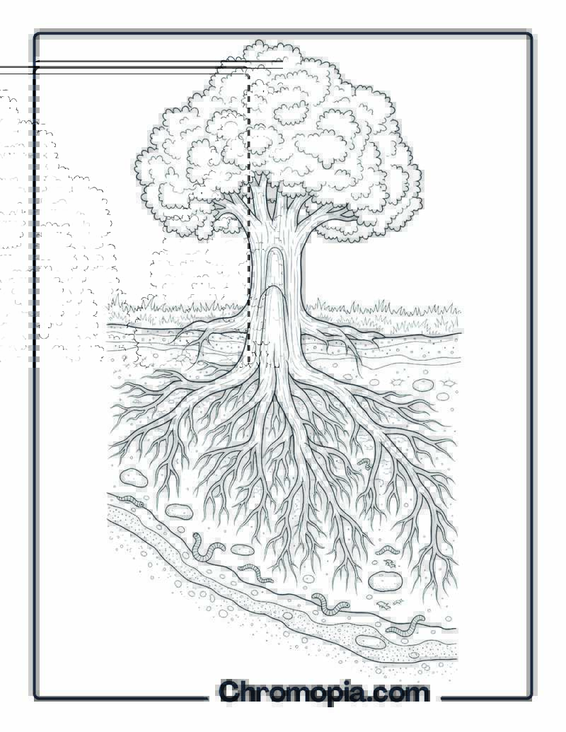 Underground Tree Root Network Coloring Sheet