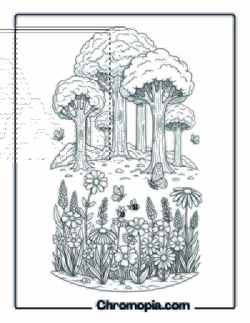 Wildflower Forest Clearing Paradise Coloring Sheet