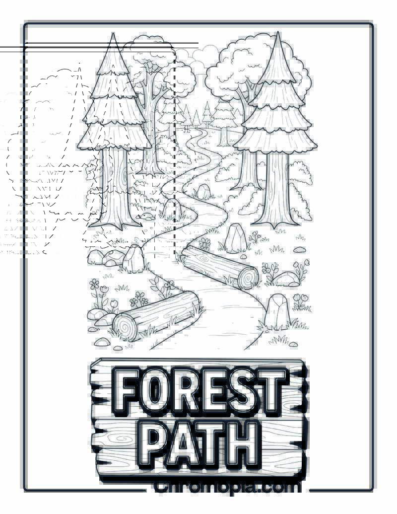 Winding Forest Path Adventure Coloring Sheet