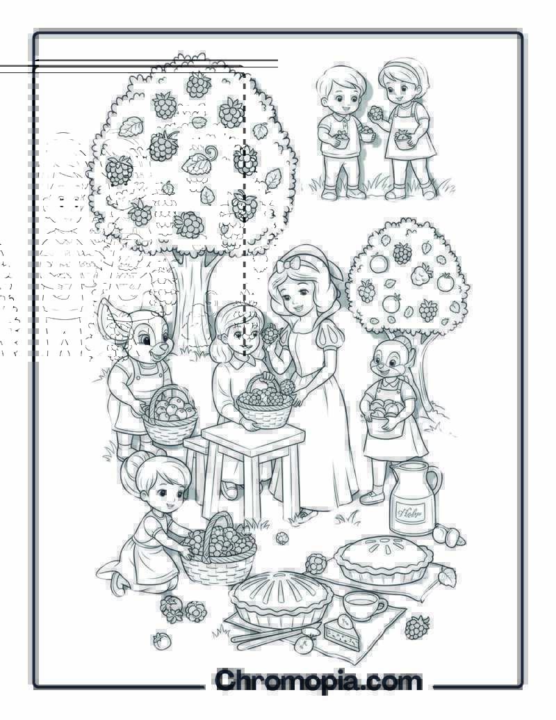 Berry Bushes Heavy Fruit Picking Coloring Page