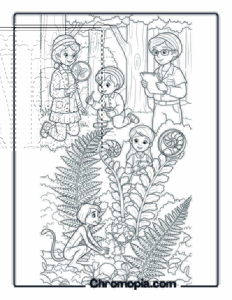Ferns Unfurling New Fronds Discovery Coloring Page