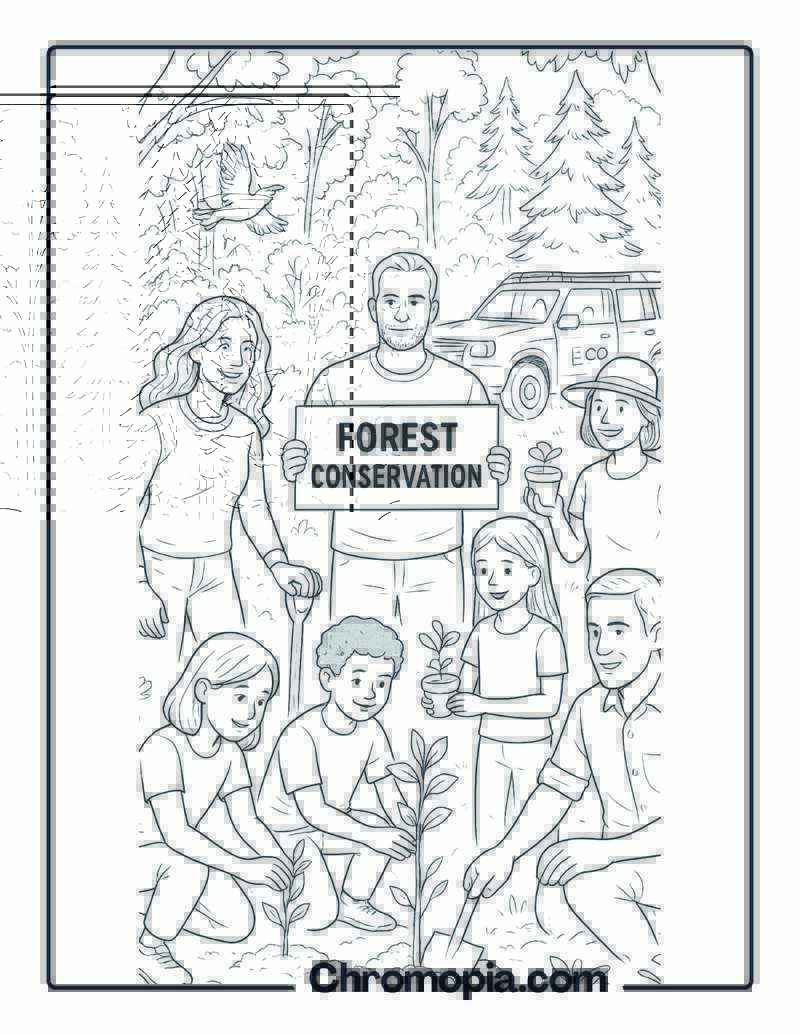 Forest Conservation Celebrity Campaign Coloring Page