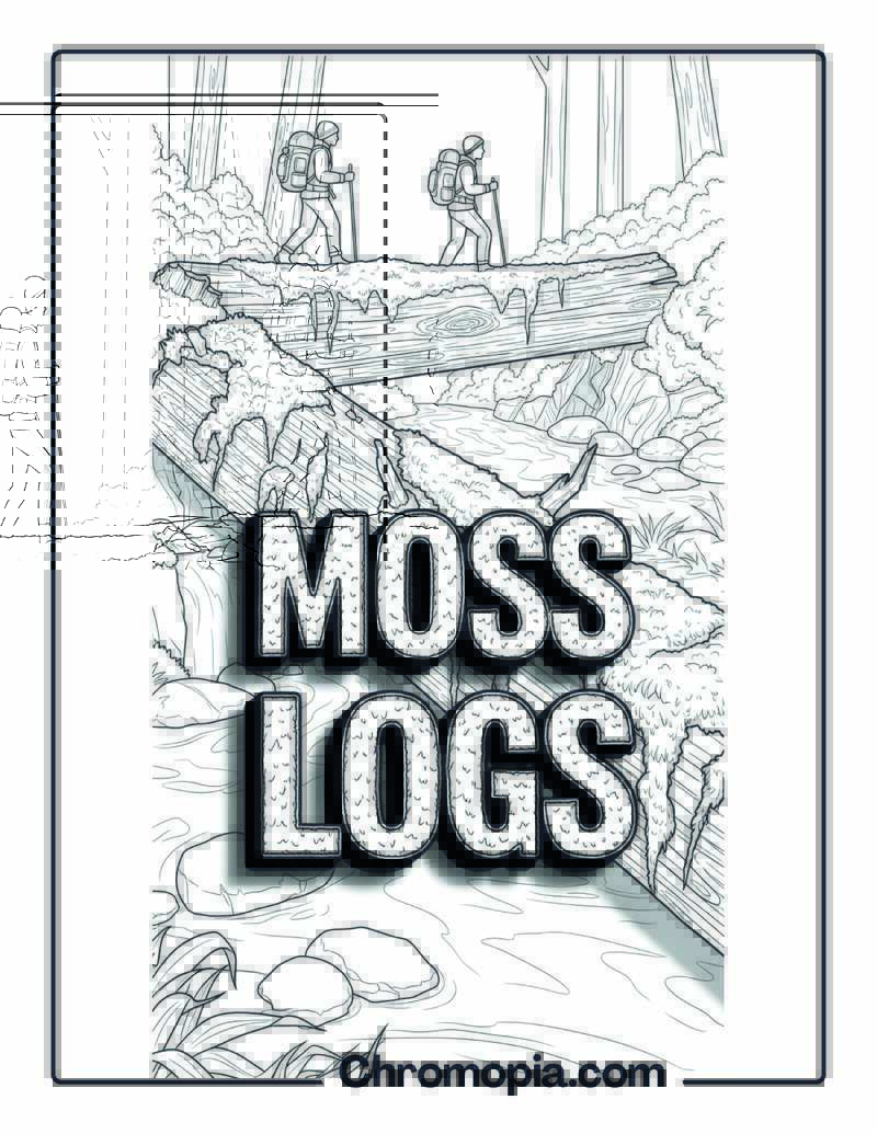 Moss Covered Fallen Logs Bridge Coloring Sheet