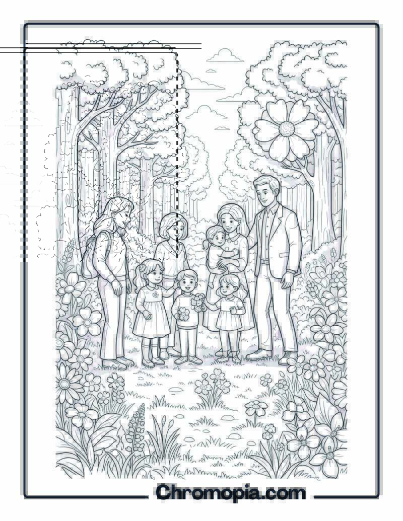 Wildflowers Blooming Forest Floor Festival Coloring Sheet