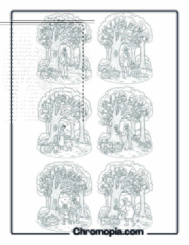 Halloween Forest Transformation Magic Complete Coloring Page