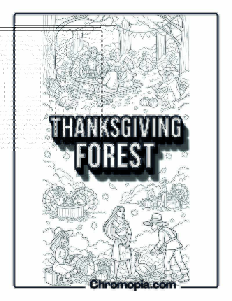 Thanksgiving Fallen Leaves Carpet Ground Coloring Sheet