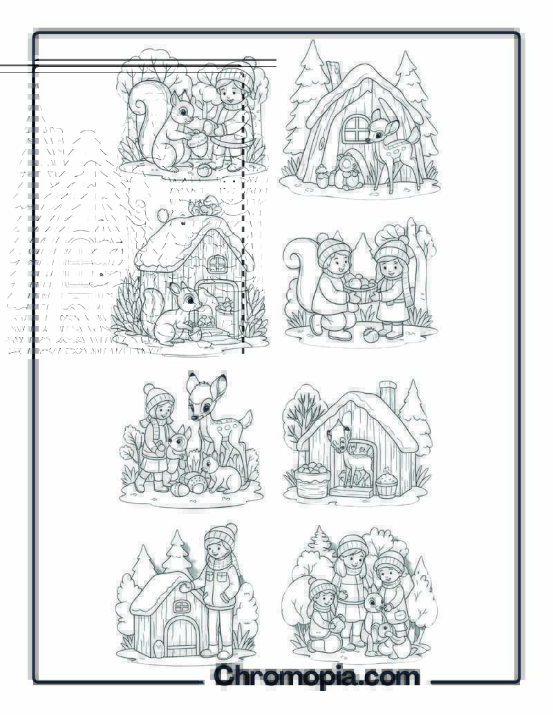 Winter Preparation Forest Animals Coloring Sheet