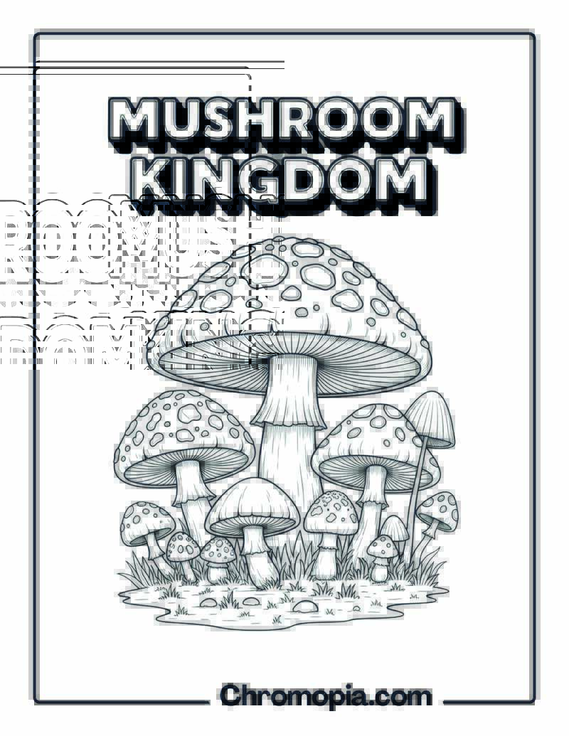 Giant Mushroom Forest Kingdom Coloring Page
