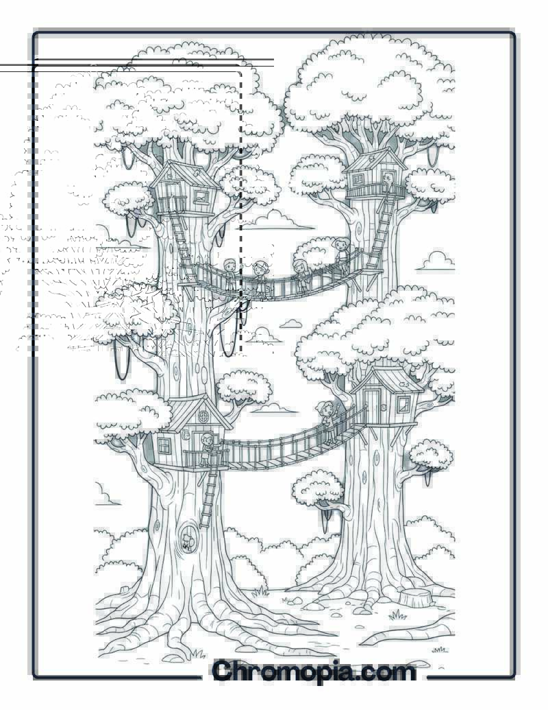 Jungle Tree Canopy Explorer Coloring Sheet