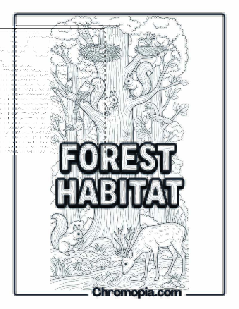Realistic Forest Ecosystem Life Coloring Page