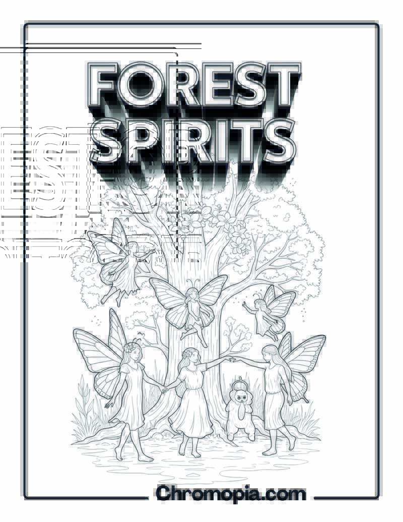 Supernatural Forest Spirit Dance Coloring Sheet
