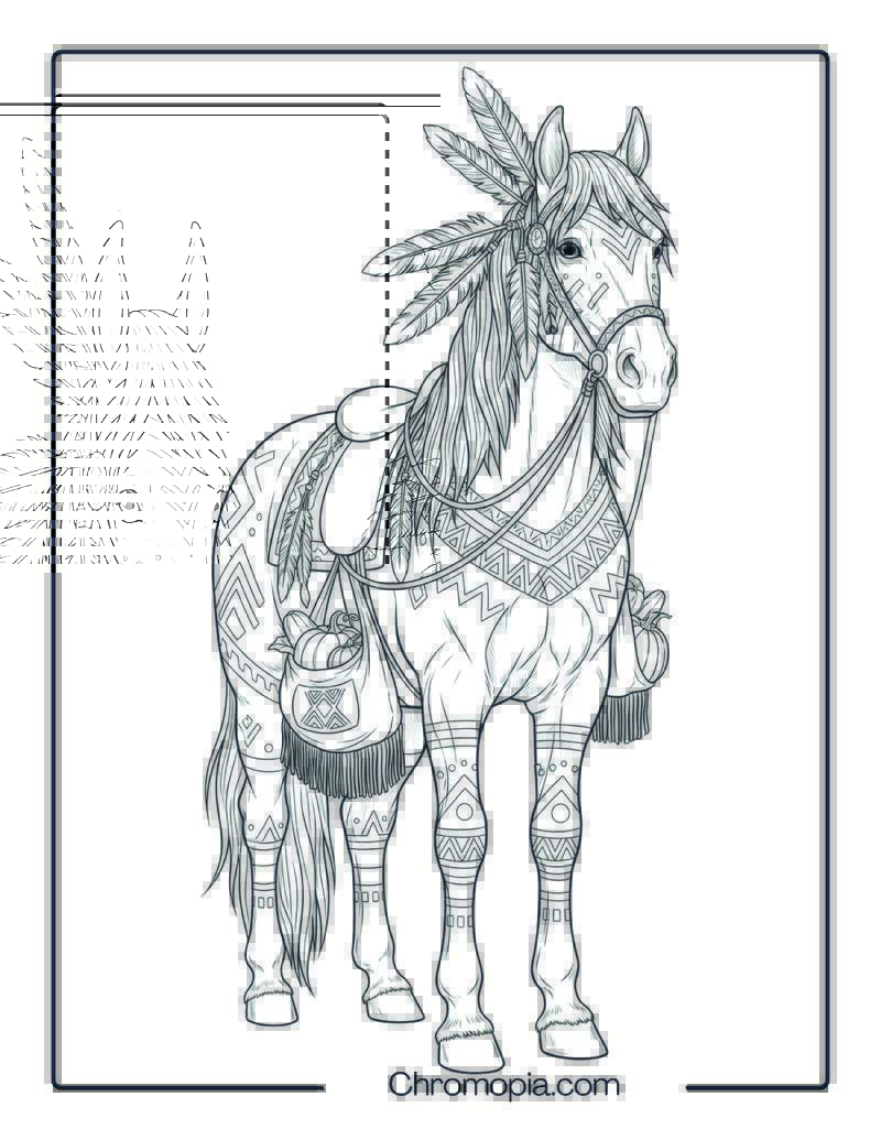 Native American Horses Coloring Page