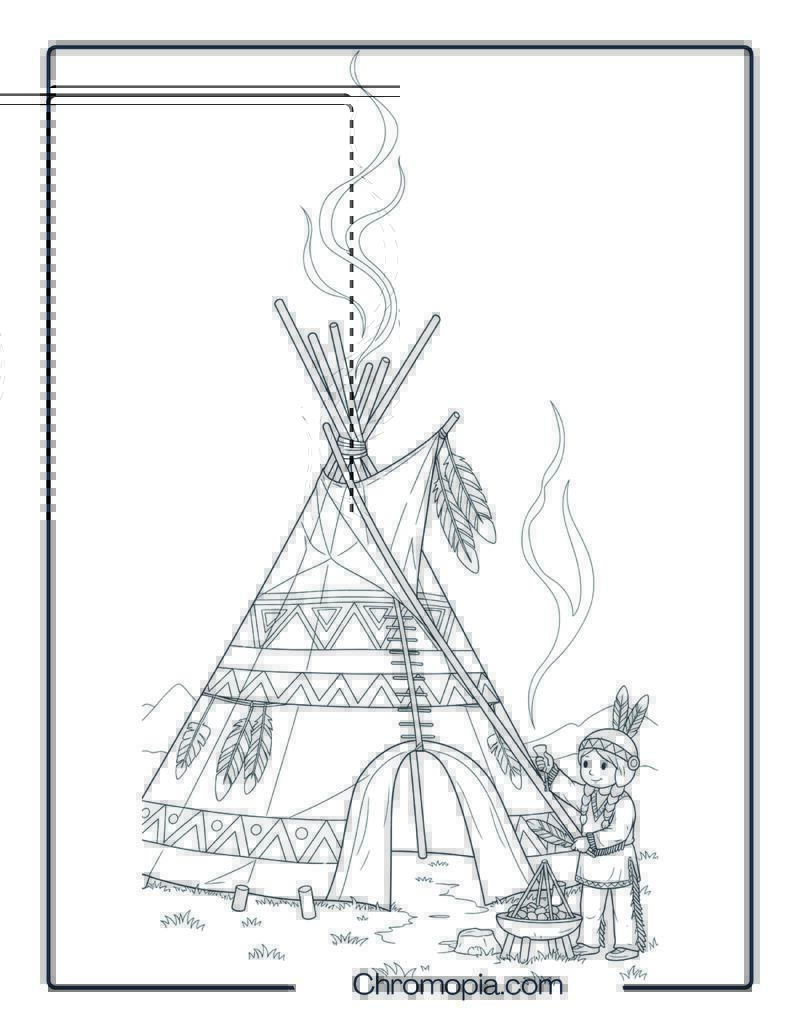 Native American Teepee Scene Page