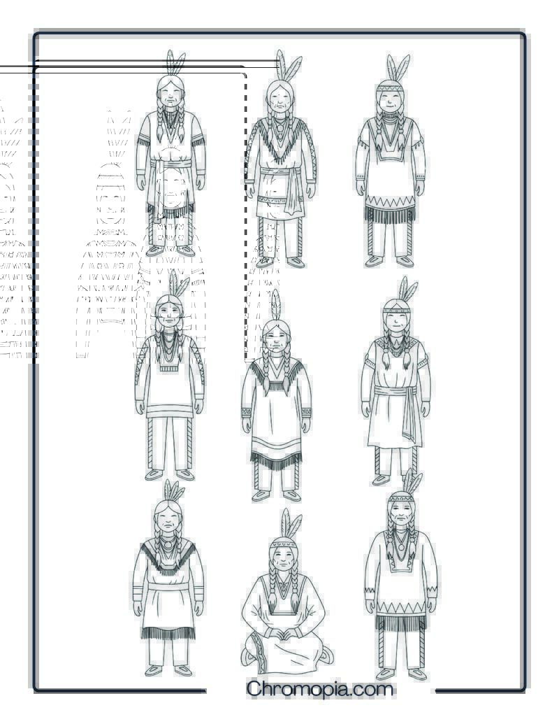 Native American Tribes Gathering – Coloring Page