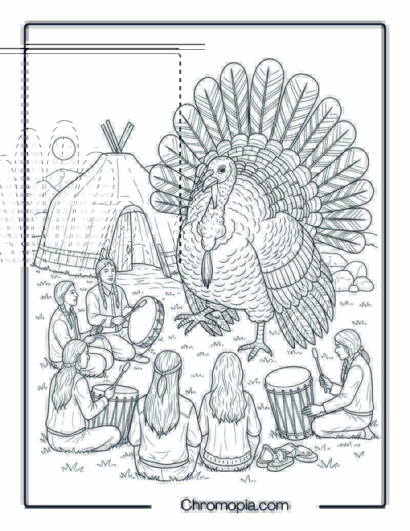 Hogan Evening Drum Circle Coloring Page