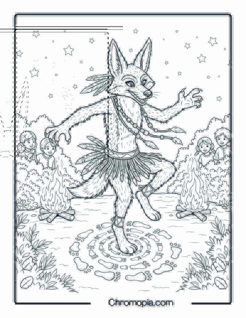 Native American Coyote the Trickster Coloring Page