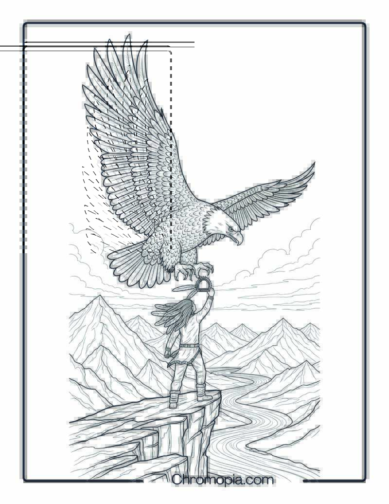 Native American Eagle Spirit of Vision Coloring Page