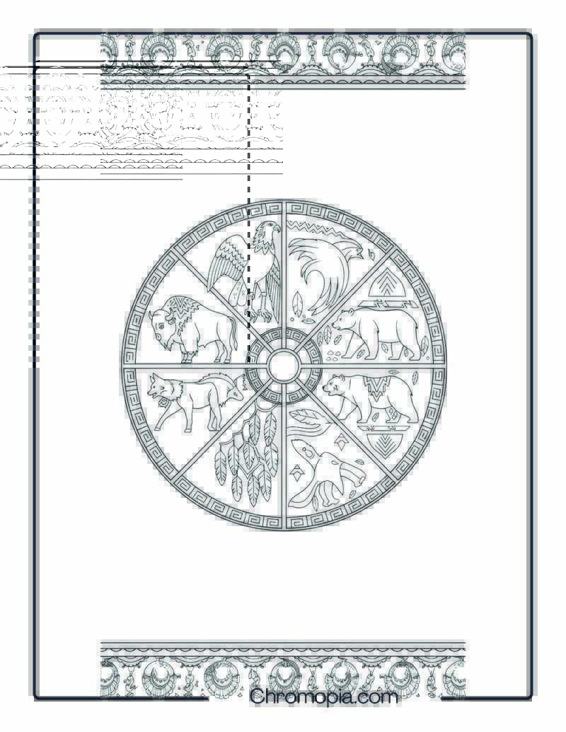 Medicine Wheel and Four Directions Coloring Page