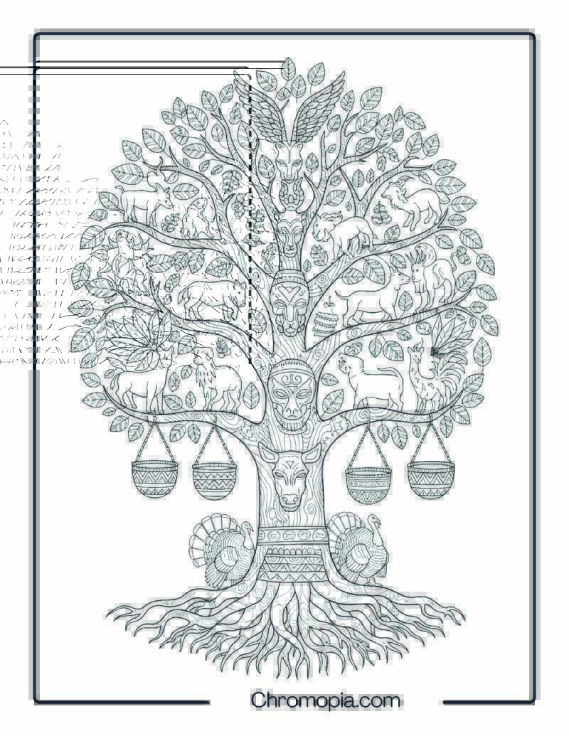 Sacred Tree of Life Symbol Coloring Page