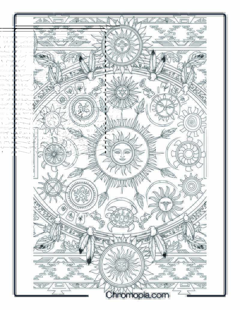 Sun Symbol Native Pattern Coloring Page