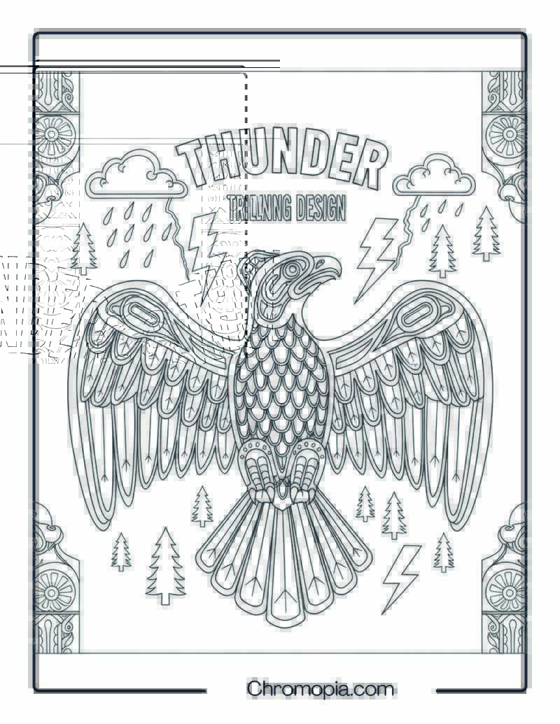 Thunderbird Tribal Design Coloring Page