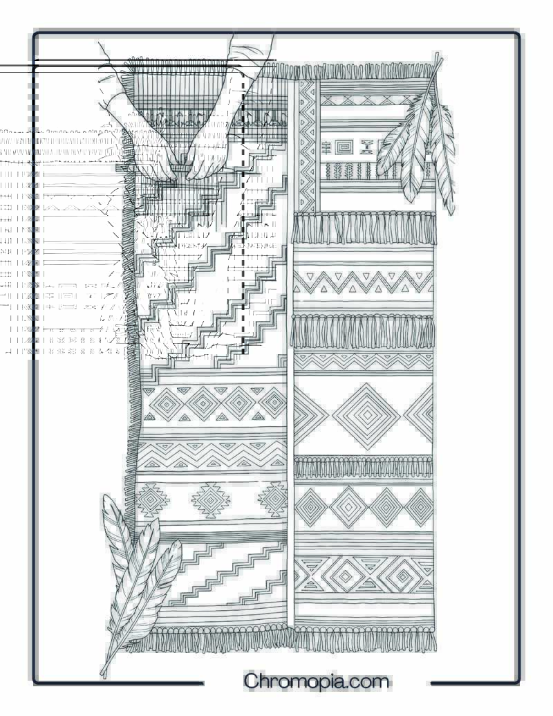 Woven Blanket Pattern Design Coloring Sheet